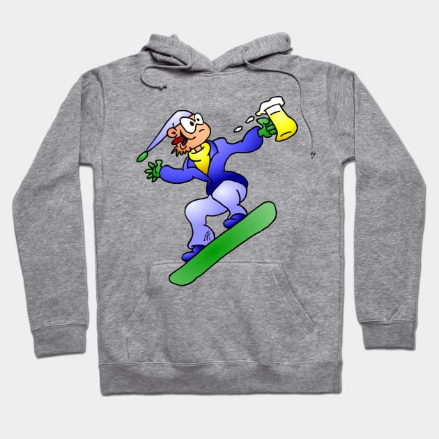 Snowboarding with a beer Hoodie by Cardvibes